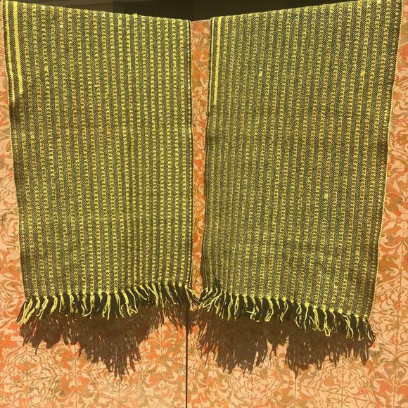 Vintage Mexican 1950s Yellow & Black Striped Weaving with Sequins - Picture 6 of 10